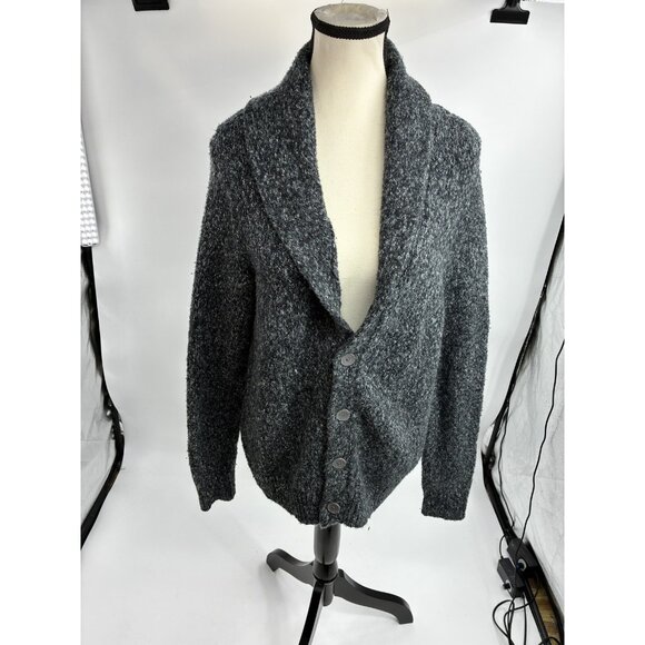 Express Womens M Gray Shawl Collar Cardigan Chunky Knit Open Front Sweater - Picture 1 of 7
